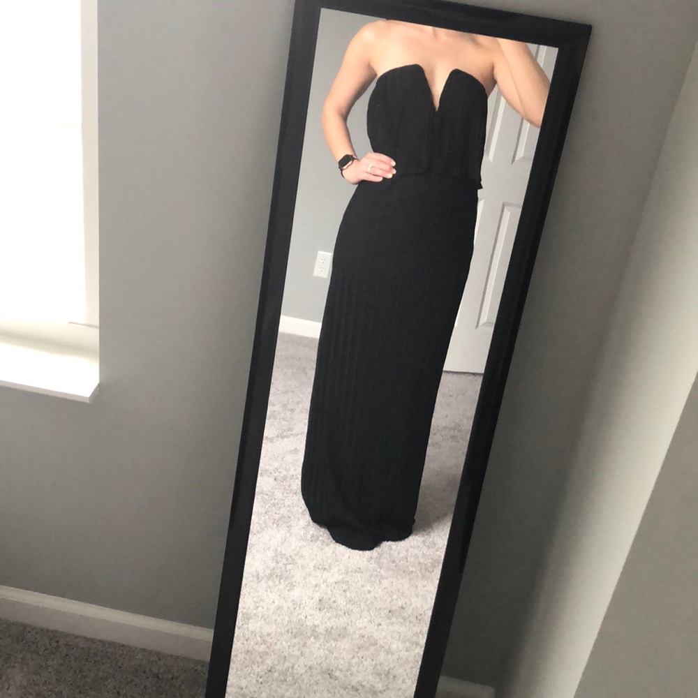 Plunge V, Black Maxi Dress